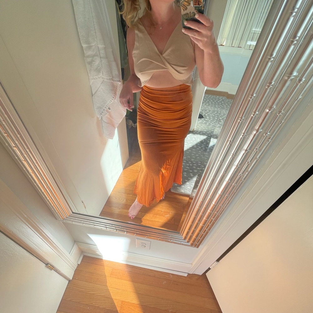 Chic Orange Maxi Skirt